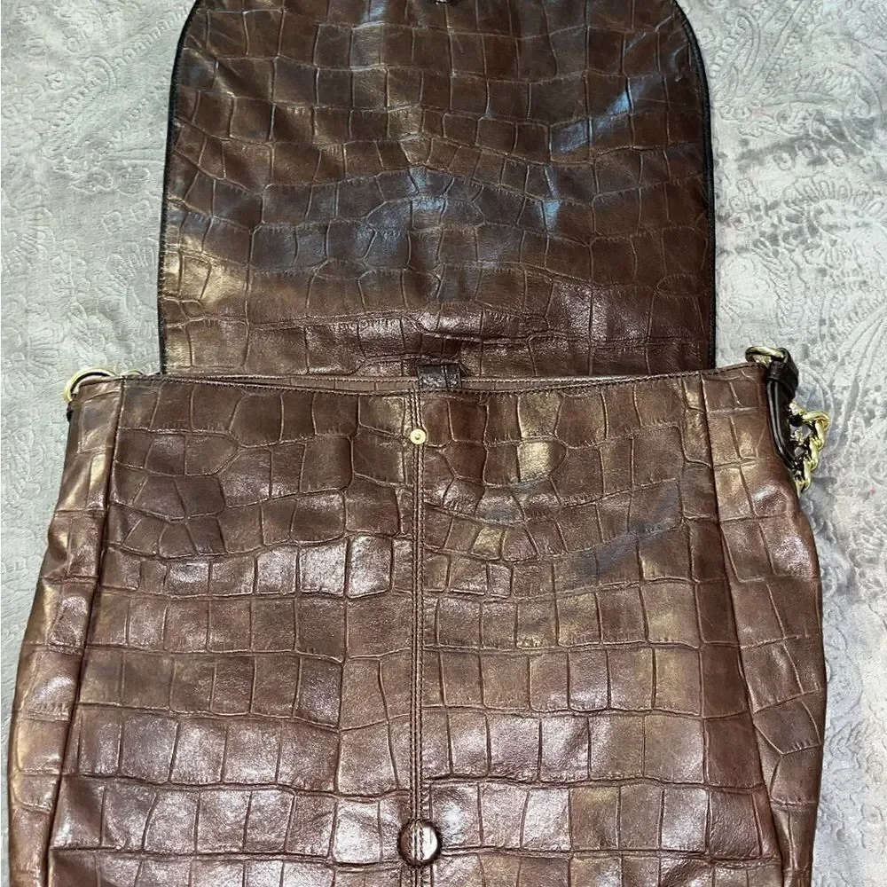 Badgley Mischa large crocodile hobo bag flap/magnetic close